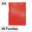 Carpeta Fundas Plus A4 40f Tras.rojo