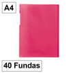 Carpeta Fundas Plus A4 40f Tras.rosa