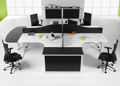 Mesas de Oficina En L / 4 Puestos Trabajo 1400x1200x740mm C/ Cajones ( Open Space )