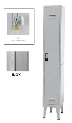 Taquillas Inox Simples 1 Puerta 1900x300x500 mm Candado Simples