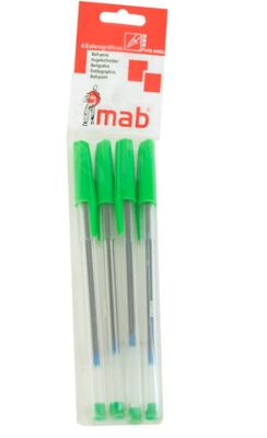 Bolígrafos Colorpo Transparente Mab Pack 4 Verde