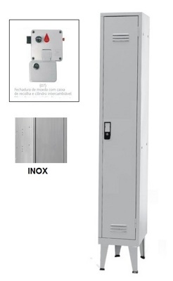 Taquillas Inox Simples 1 Puerta 1700x300x400 mm Moneda C/ Caja de Colección