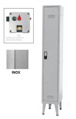 Taquillas Inox Simples 1 Puerta 1700x300x400 mm Moneda