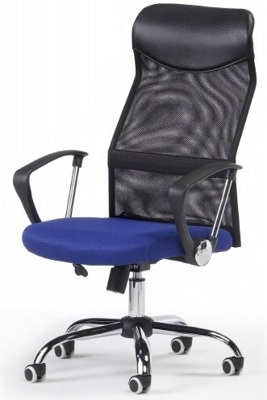 Cadeiras de Escritorio Executivas C/ Braços e Rodas Azul/preto Gino