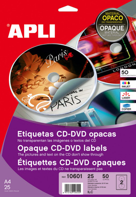 Etiquetas Cd-dvd Permanente Opacas Ext ø 117 Int ø 18