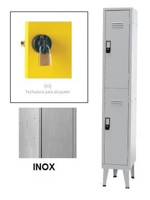 Taquillas Inox Simples 2 Puertas 1900x300x500 mm Candado