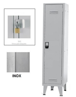 Taquillas Inox Indústria Sucios 1 Puerta 1900x450x500mm Candado Simples
