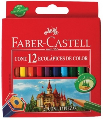 Lápices de Color 12 Colores 8,5cm Faber Castell Ecolápices