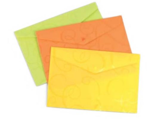 Envelope Documentos Botão A4 Plástico Barocco Laranja