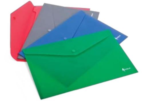 Envelope Documentos Botão A4 Plástico Vermelho Mate
