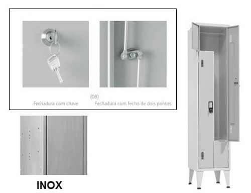 Taquillas Inox Simples 2 Puertas En L 1900x400x500mm Clave