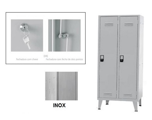 Taquillas Inox Indústria Sucios 2 Puertas 1900x900x500mm Clave