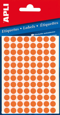 Etiquetas Autoadhesivas ø 8 Fluorescentes Apli Naranja