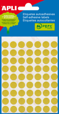 Etiquetas Autoadhesivas ø 10 Circulares Apli Amarillo