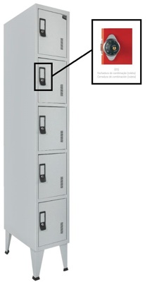 Cacifos Metálico Simples 5 Cacifo 1900x300x500 mm Combinação em Roleta