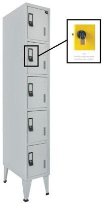Cacifos Metálico Simples 5 Cacifo 1900x300x500 mm Cadeado