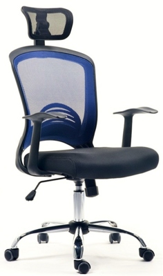 Cadeiras de Escritorio Executivas com Braços e Rodas Azul e Preto Baviera