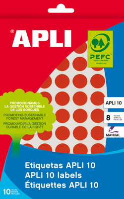 Etiquetas Autoadhesivas ø 13 Circulares Apli Rojo