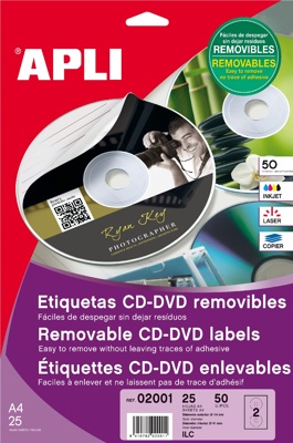 Etiquetas Autoadhesivas Cd Dvd Ext ø 114 Int ø 41 Removible