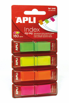 Notas Reposicionables Index En Z-notes Surtido Fluorescente 12x45mm Apli