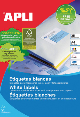 Etiquetas Autoadhesivas 97x42.4 mm 25 Hojas Apli