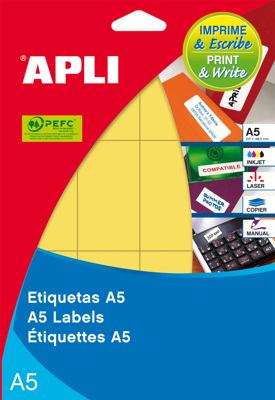 Etiquetas Autoadhesivas A5 ø 16 Amarillo Apli