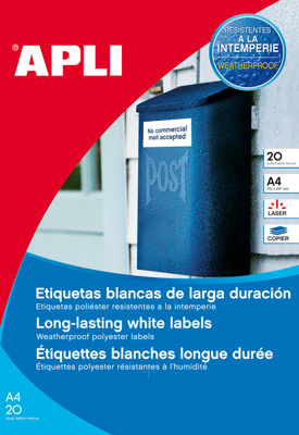 Etiquetas Autoadhesivas 99.1x38.1mm Resistente a La Intempérie 20 Hojas