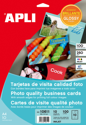 Tarjetas de Visita Apli Calidad Foto 250g 89x51 mm