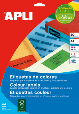 Etiquetas Autoadhesivas 70x37mm Rojo 20 Hojas