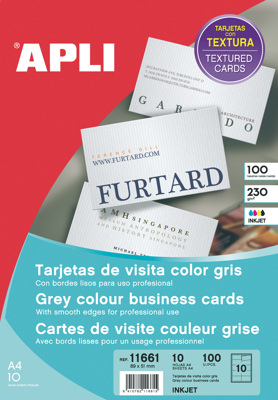 Tarjetas de Visita Apli de Color Gris 230 gr 89x51 mm