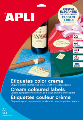 Etiquetas Autoadhesivas 70x37mm Crema Suave 20 Hojas Apli