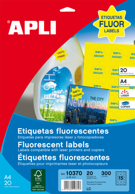 Etiquetas Autoadhesivas ø 35 Amarillo Fluorescente 20 Hojas