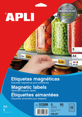 Etiquetas Autoadhesivas 80x28mm para Estantería Y Estantes Papel Magnético 5 Fls