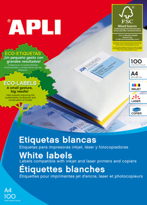 Etiquetas Autoadhesivas 199,6x289,1 mm 100 Hojas Apli