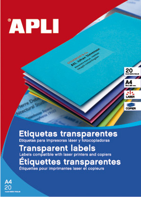 Etiquetas Autoadhesivas 99,1x 38,1mm Translúcida Mate Apli 20 Hojas