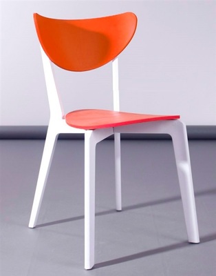 Silla Lina, Polipropileno Blanco Y Naranja