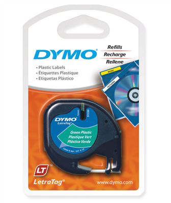 Cintas Dymo 12mm Letratag 91204 Negro/verde En Plástico