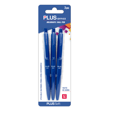 Boligrafo Plus Soft Azul /Bl.3ud