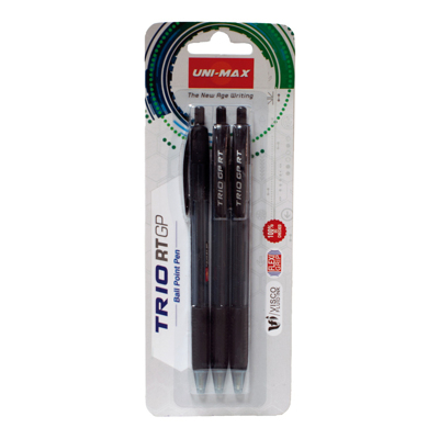 Boligrafo Unimax Trio Rt Negro/bl.3ud