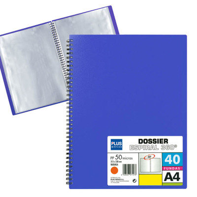 Carpeta Fundas Plus Espiral 40f Azul