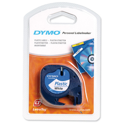 Cintas Dymo 12mm Letratag 91201 Negro/blanco En Plástico