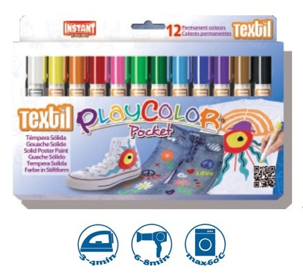 Témperas Sólidas Playcolor Textil Pocket 12 Unid