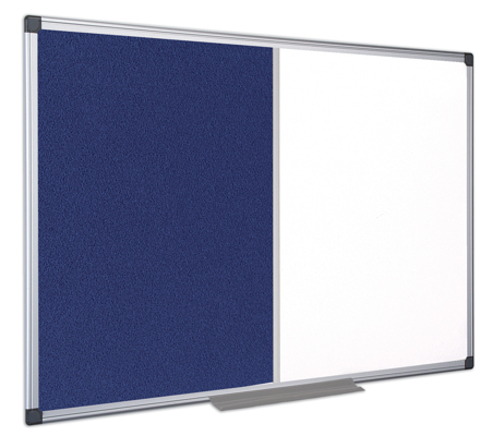 Pizarra Doble Uso 90x120cm Tapizado Azul / Blanco Marco Aluminio Maya