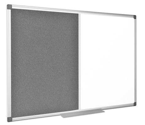 Pizarra Doble Uso 1200x1200mm  Tapizado Gris / Blanco Marco Aluminio Maya