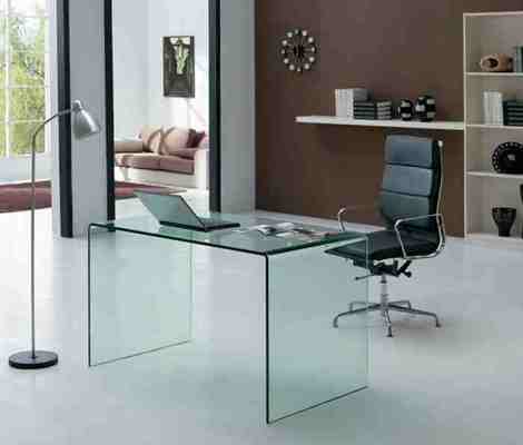 Mesas de Oficina / Despacho 1260x700x740mm Cristal Transparente Apolo