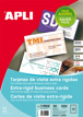 Tarjetas de Visita Apli Extra Rígidas 250 gr 89x51 mm